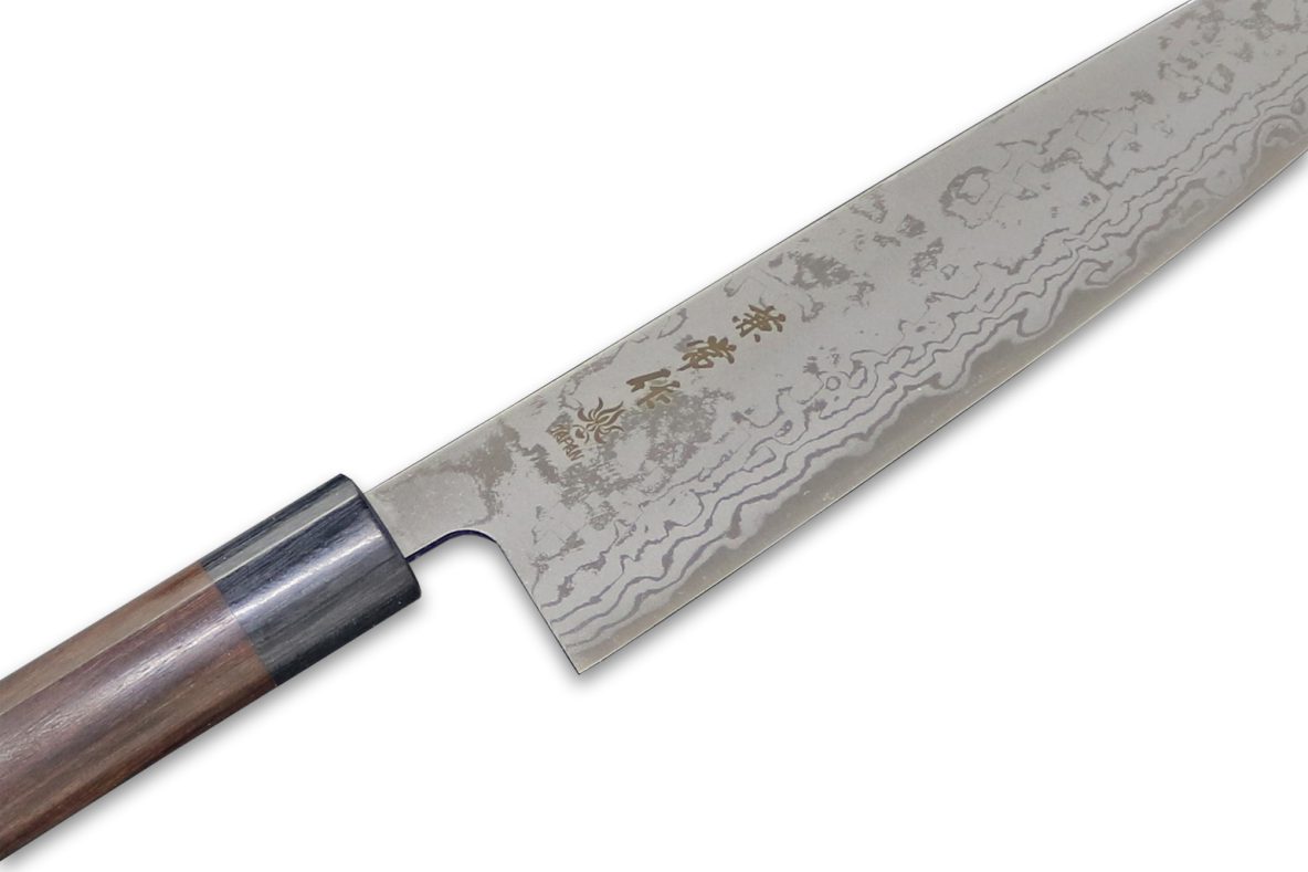 Blue steel "ZEN-BOKASHI" damascus blade series